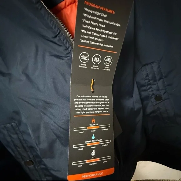 Hawk & Co NWT Navy Blue Hooded Jacket Sz Med Ret $150 - Picture 7 of 7